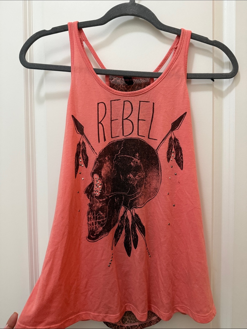 Coral Pink 'Rebel' Graphic Tank Top